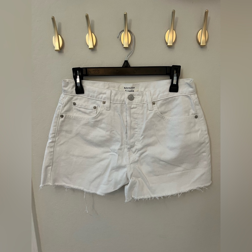 Dixie High Rise White Jean Short From Reformation, Sz 28